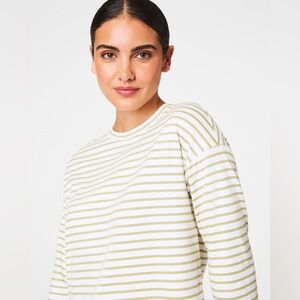 SPANX Cotton Long Sleeve Striped Crew Neck